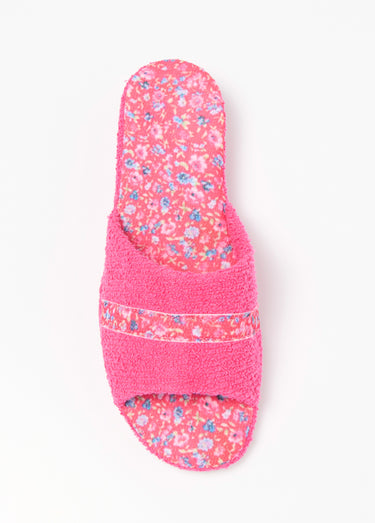 Chaussons mules toile largeur confort Fuchsia