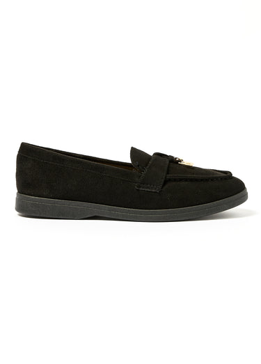 Mocassins style loafers aspect daim Noir