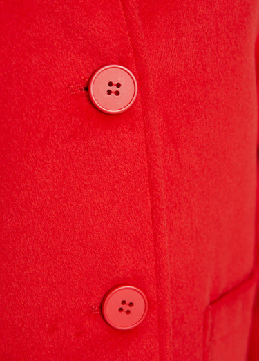 Veste manteau tissu uni ou pied-de-coq Rouge