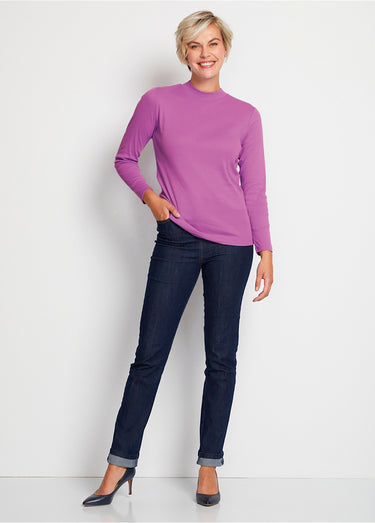 Sous-pull long souple maille douce Uni Cassis