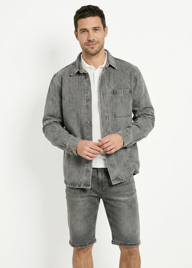Veste en toile denim épaisse, délavée Gris