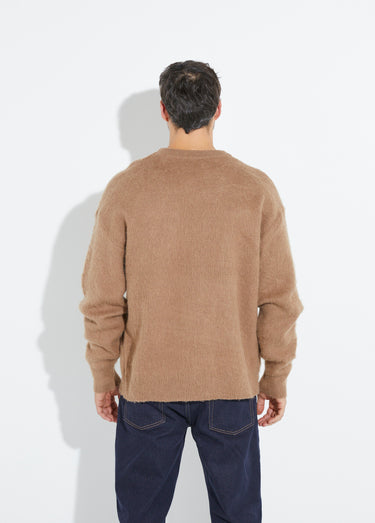 Pull épais chaud avec laine et col rond Camel