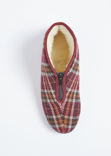 Chaussons montants zippés chauds confort Bordeaux