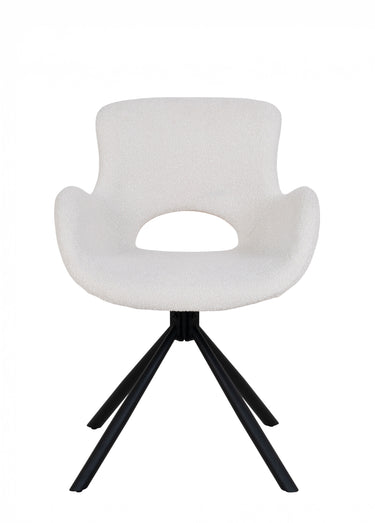 Chaises maille bouclette, pied pivotant Blanc Casse