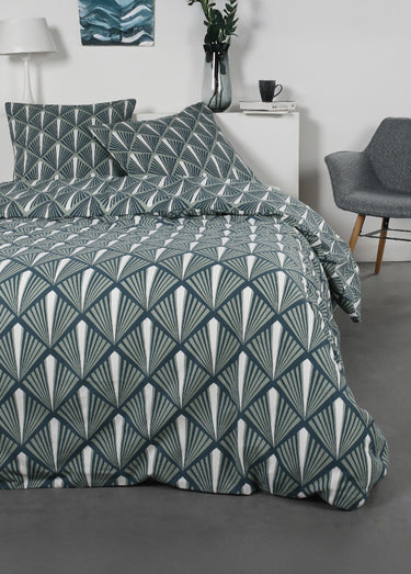 Parure flanelle 240 x 220cm, Art déco Vert