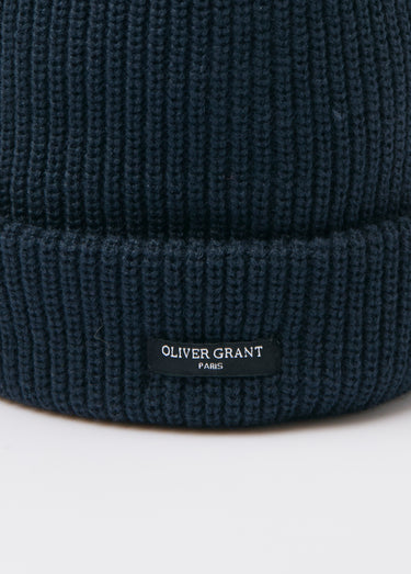 Bonnet en maille côtelée à revers Bleu