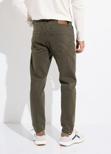 Jean 5 poches denim foncé, coupe droite Kaki