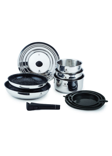 Set 10 pièces inox amovible, Réactif Gris