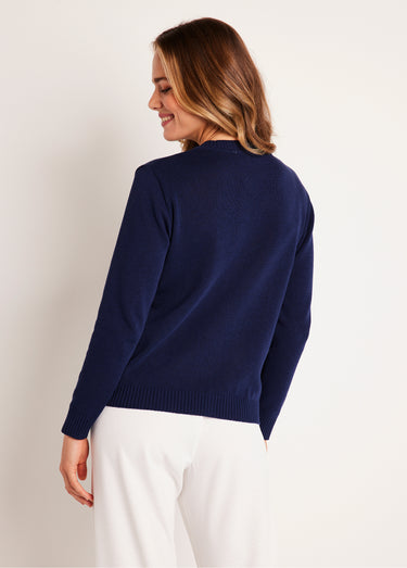 Gilet cardigan court boutonné Marine