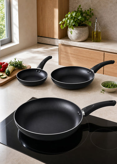 Lot de 3 poeles tous feux 20/24/28cm Noir