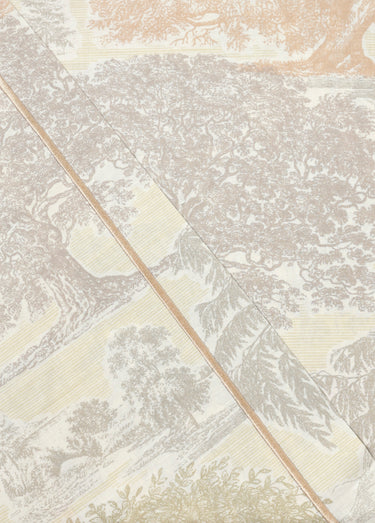 Parure de lit 4 pièces avec drap plat, arbres Beige