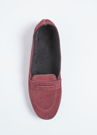 Mocassins compensés souples cuir velours Prune