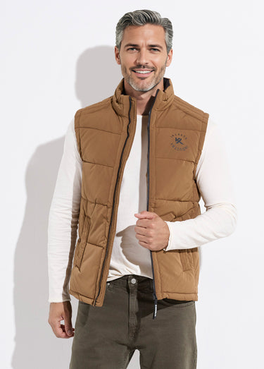Doudoune sans manches zippée matelassée Camel