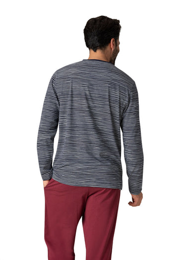 Pyjama imprimé long homme Bordeaux/Marine