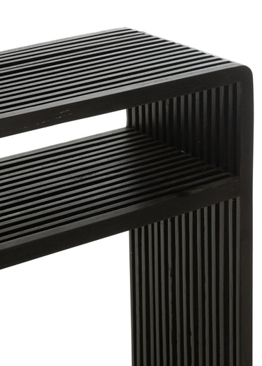 Consoles en teck foncé, design ajouré Noir