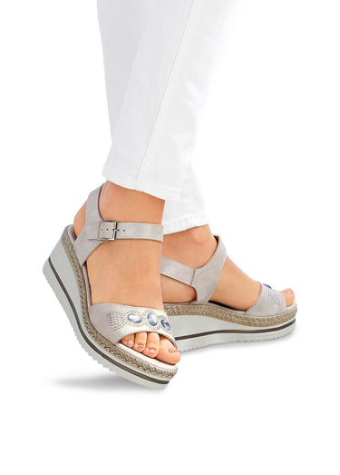 Sandales vegan largeur confort plateforme Argent