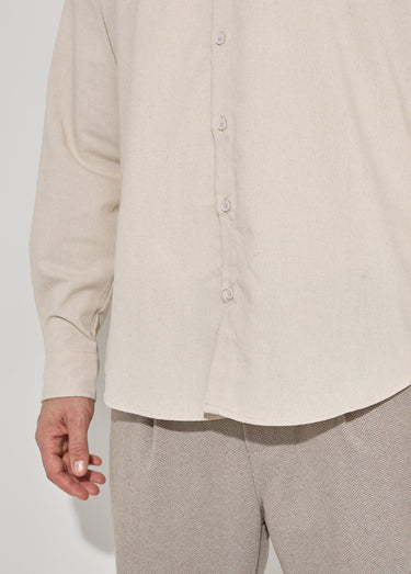 Chemise col à pointes, en coton / lin Beige