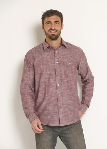 Chemise fantaisie détails contrastés Bordeaux