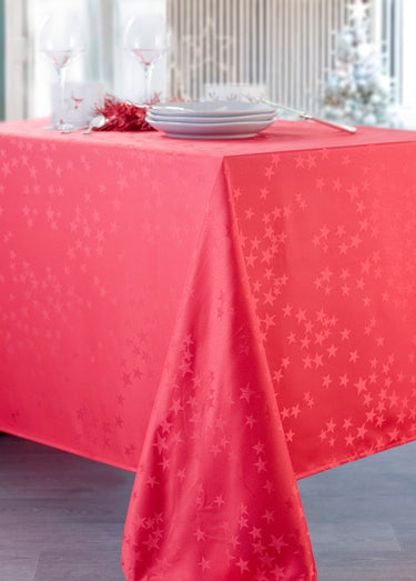 Nappe de fêtes motif étoiles ton sur ton Rouge