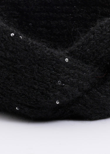 Bandeau chaud maille brillante à sequins Noir