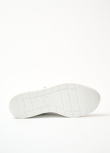 Baskets grande largeur compensées cuir Beige/Blanc