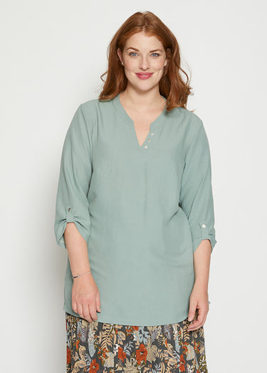 Tunique unie manches 3/4 Vert