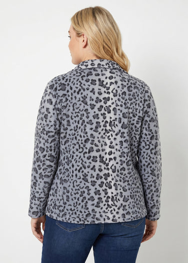 Blouson zippé maille polaire imprimée Argent/Noir