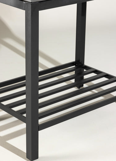 Banc de cuisine aluminium, dessus pierre Noir