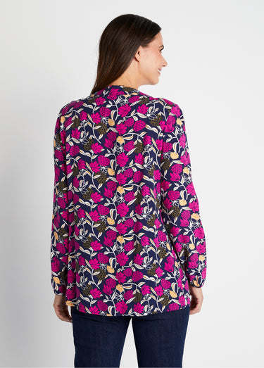 Tunique ample longue imprimé floral Imprime Fuchsia