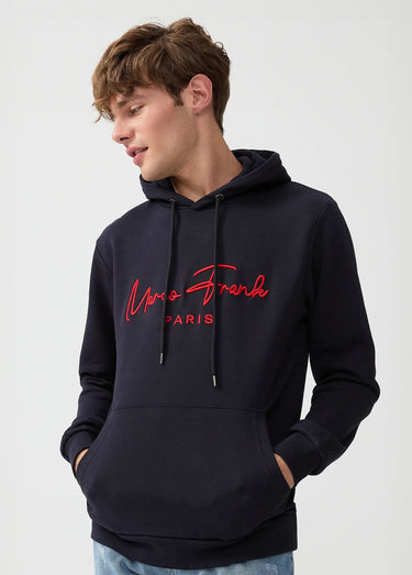 Sweat à capuche molletonné, poche kangourou Marine