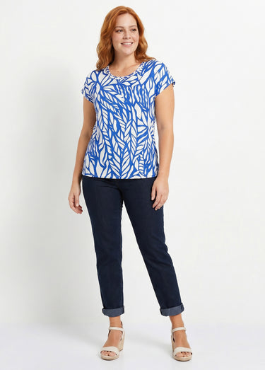 T-shirt court motif graphique Bleu / Blanc