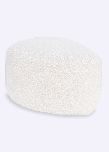 Pouf rond d'appoint, aspect laineux Blanc