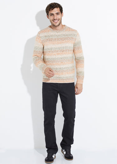 Pull rayures fantaisie avec col rond Beige