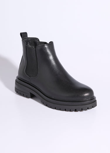 Boots Chelsea cuir avec semelle épaisse Noir