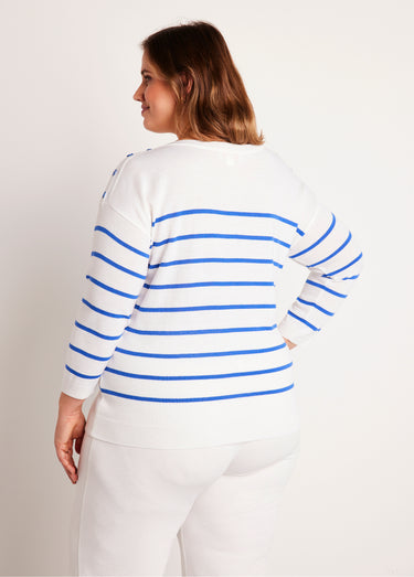 Pull fin rayé Blanc/Bleu