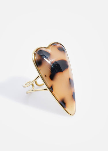 Bague acier inoxydable cœur écaille Dore/Ecailles