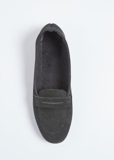 Mocassins compensés souples cuir velours Noir