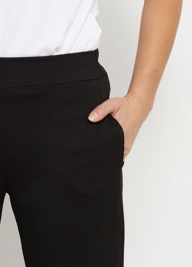 Pantalon large jersey cotelé, Essentiel Noir