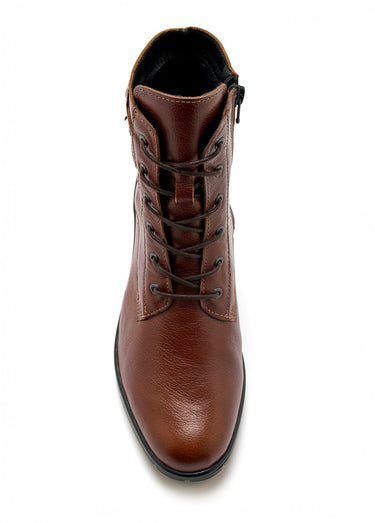 Boots lacées à talon semelle crantée Marron