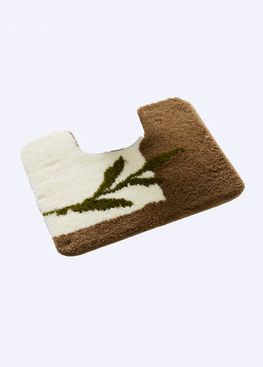 Tapis de bain antidérapant motif végétal Beige