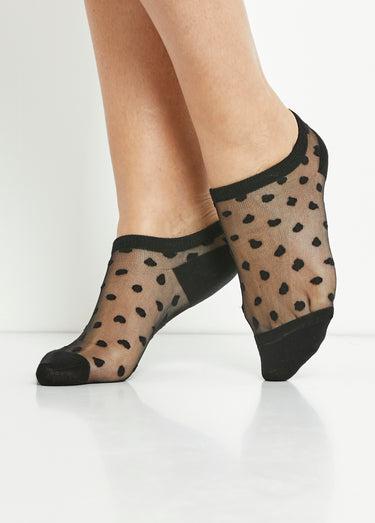 Socquettes fines semi-transparentes coton voile Noir Lot 3