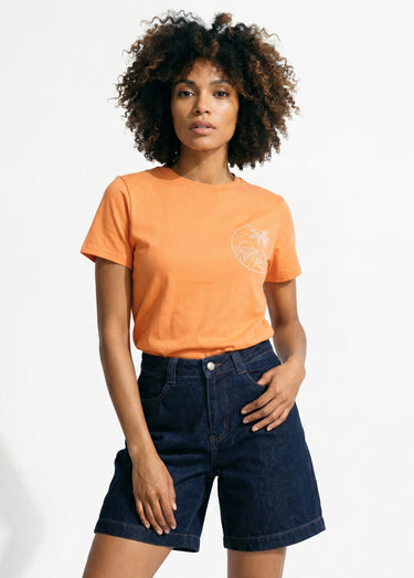 T-shirt manches courtes broderie sunset Orange