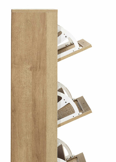 Meuble à chaussures en bois et cannage Marron