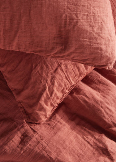 Parure gaze de coton uni, 240 x 220cm Terracotta