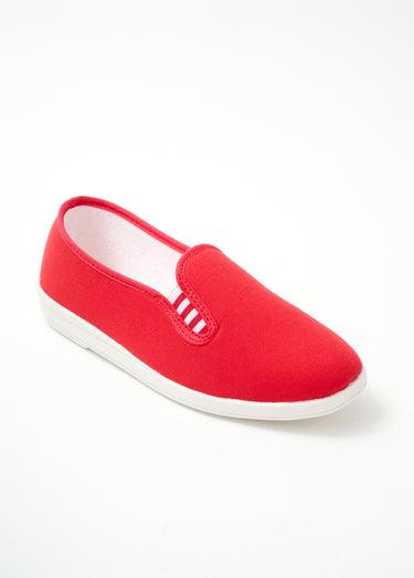 Mocassins toile largeur confort Rouge