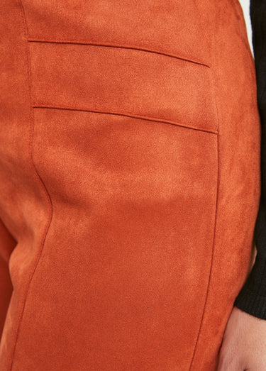 Pantalon droit ceinture élastiquée maille suédée Brique