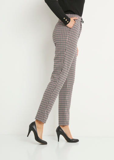 Pantalon droit taille élastiquée maille stretch Bordeaux/Noir
