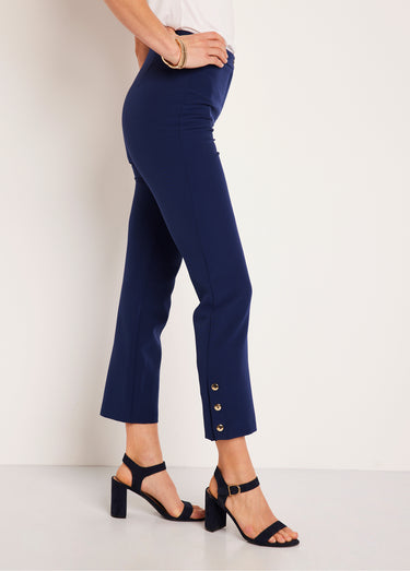 Pantalon droit 7/8e uni infroissable Bleu Marine