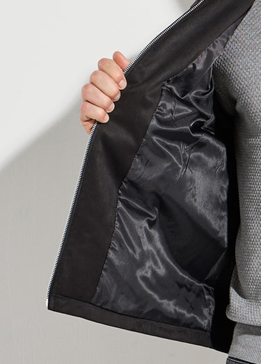 Blouson court zippé en suédine Noir