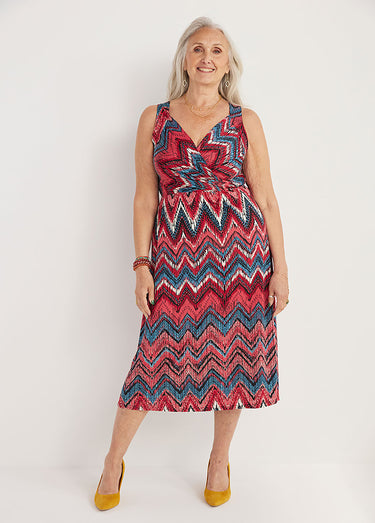 Robe longue cache-coeur sans manches Fond Rose